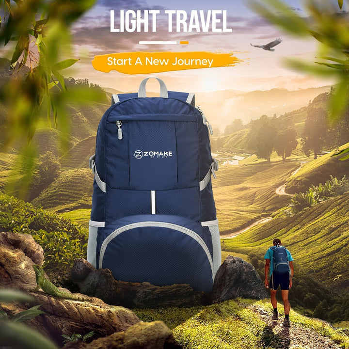 ZOMAKE 35 L Leicht Faltbarer Rucksack Packbare Backpacks, Kleiner Rucksäcke Wanderrucksack Wasserdic