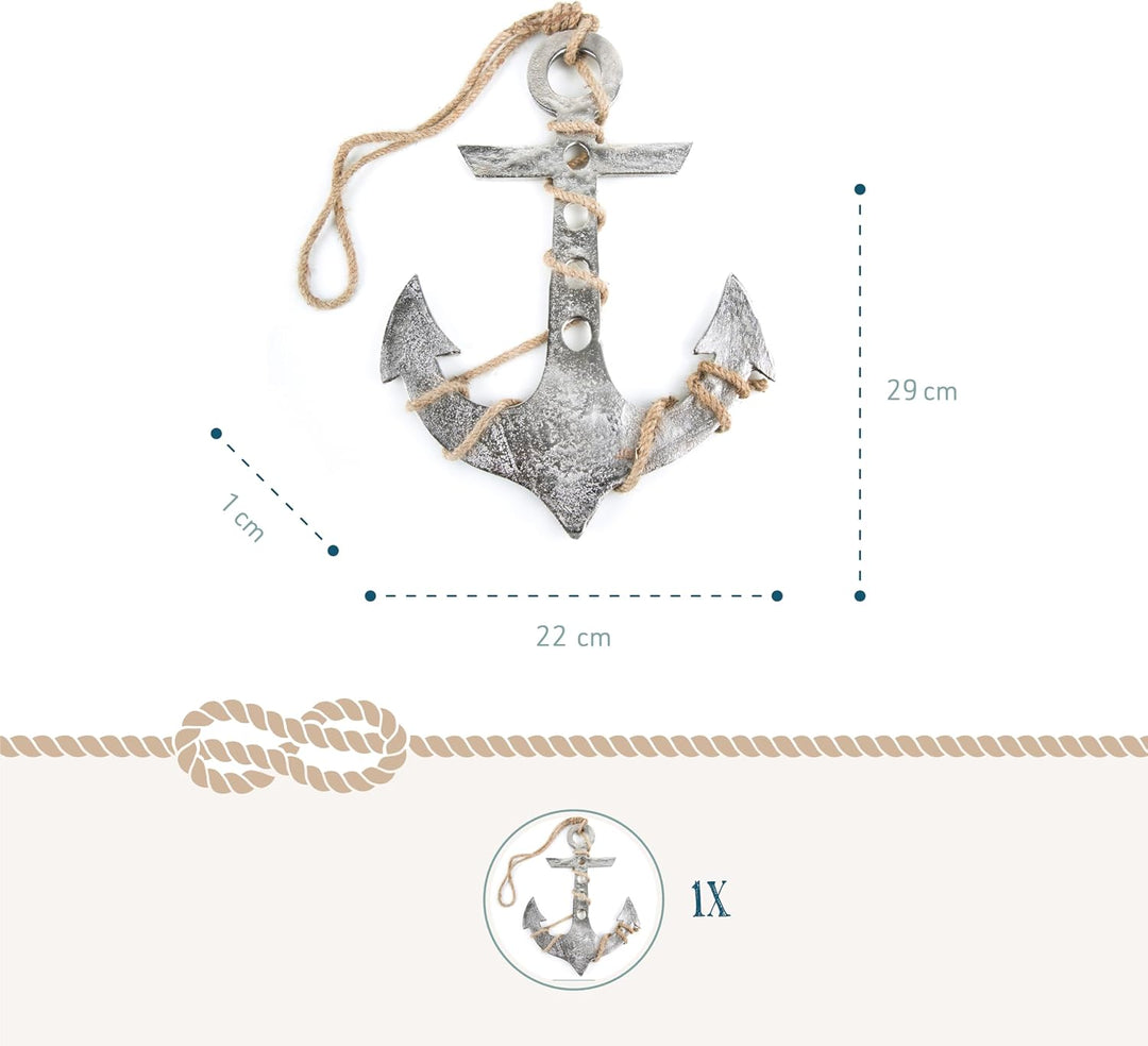 Logbuch-Verlag Grosser Deko Anker Metall 29 cm zum Aufhängen als Symbol Geschenk Hochzeit Geburtstag