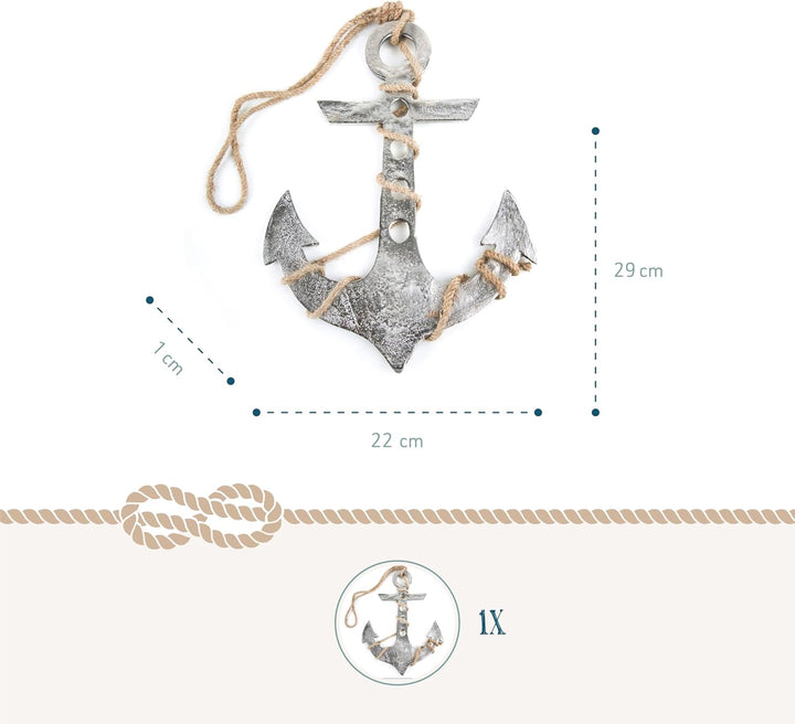 Logbuch-Verlag Grosser Deko Anker Metall 29 cm zum Aufhängen als Symbol Geschenk Hochzeit Geburtstag