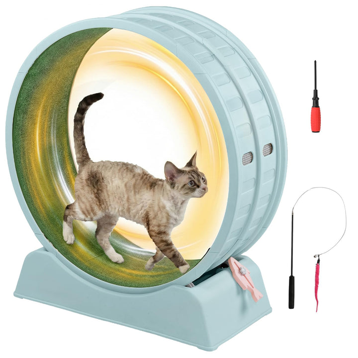 LEADZM Katzenlaufrad 80cm Durchmesser - Laufrad Katze aus Kunststoff, Inklusive Teppich und Katzensp