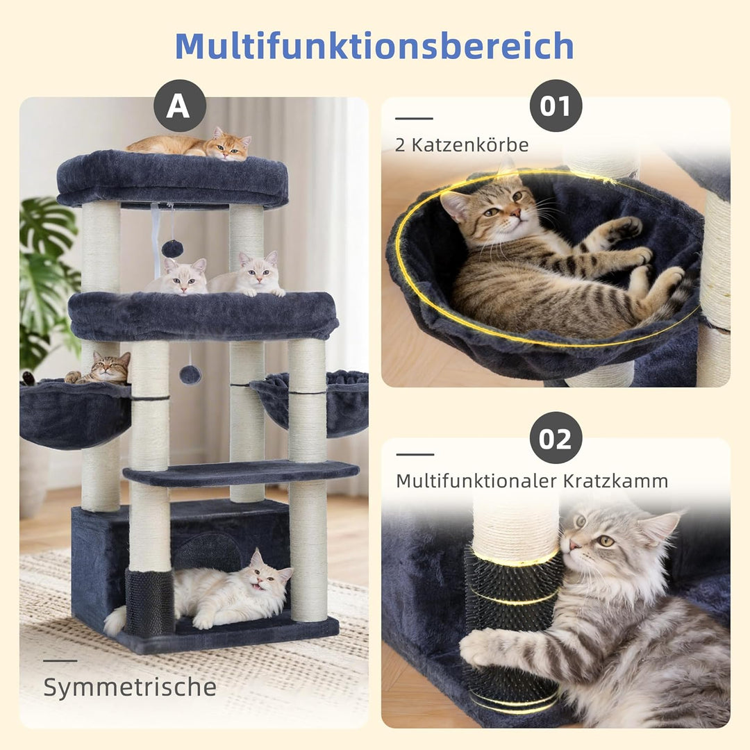 Hey-brother Kratzbaum, Stabil Katzenbaum für grosse Katzen und Maine Coons, mit 8 cm dicken Sisal-Kr