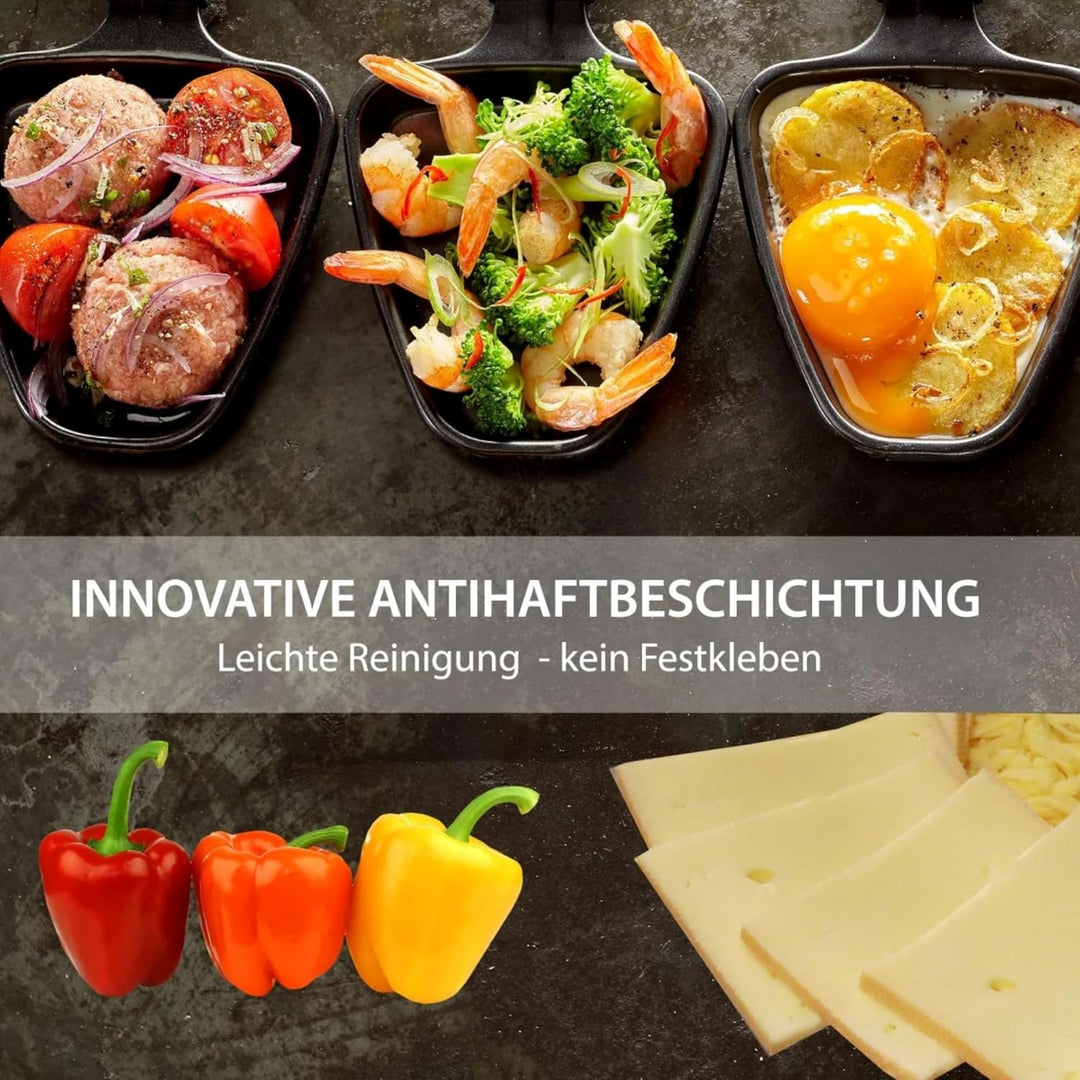 Syntrox Germany Raclette Grill für 8 Personen Emailliert Chural, Partyraclette mit Glas-Keramik Gril