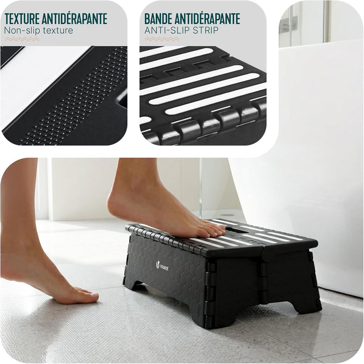 VOUNOT® Tritthocker Klappbar Rutschfester Trittstufe Klapphocker faltbar mit integriertem Griff, Tra
