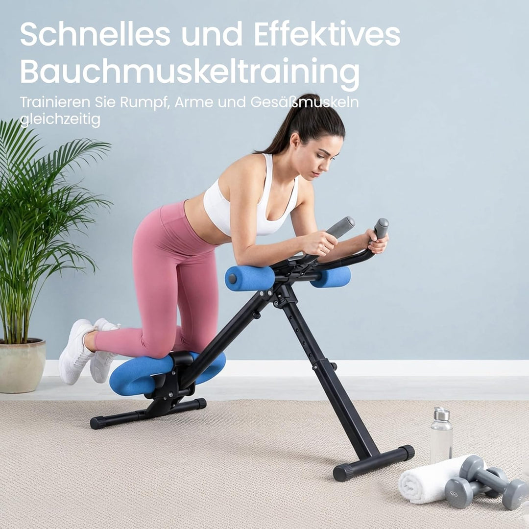 Ab Trainer Abdominal Muscle Machine Adjustable for Home Gym, Foldable And Space-Saving, Quiet Wheels