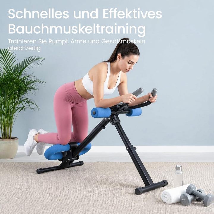 Ab Trainer Abdominal Muscle Machine Adjustable for Home Gym, Foldable And Space-Saving, Quiet Wheels