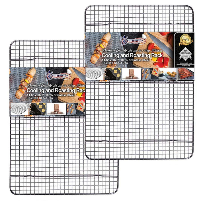 KITCHENATICS Edelstahl-Grillrost &amp; Auskühlgitter, passt auf Backbleche für das Backen von Keksen und