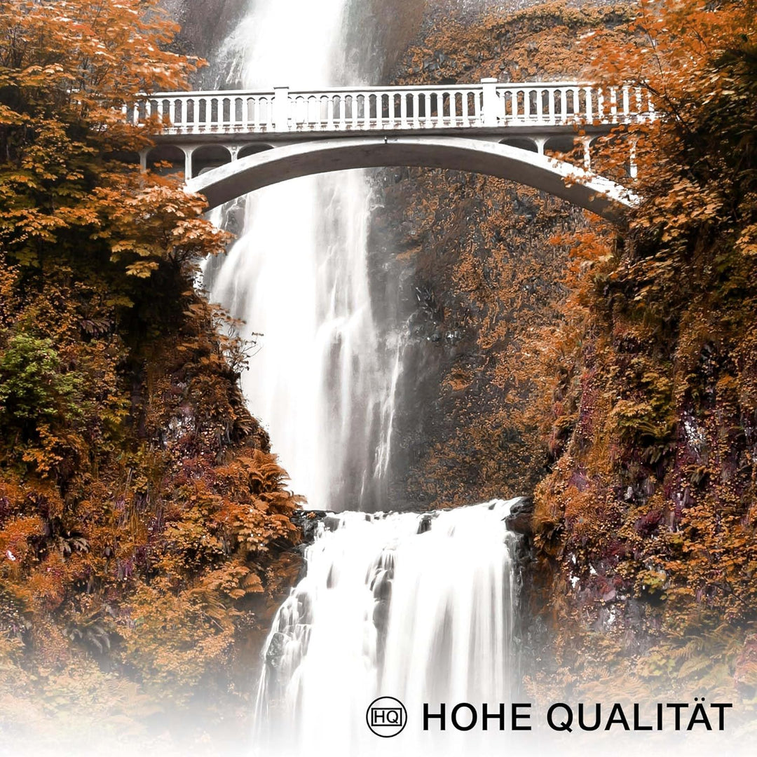 Novart Wandbilder Set Natur Berge See Orange Braun - KEIN EXTRA RAHMEN BENÖTIGT - Modern Deko - Wohn