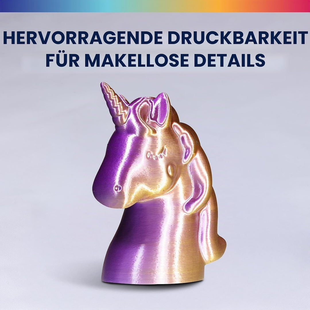 OVERTURE Silk PLA Zweifarbig Filament 1.75mm für 3D Drucker, 1kg Spule (2.2lbs), Massgenauigkeit +/-