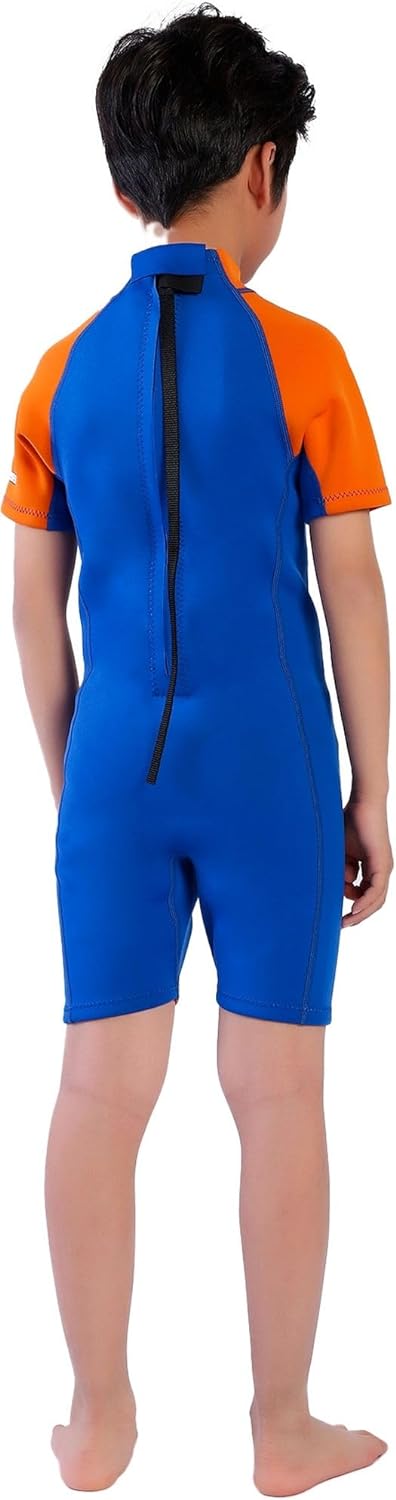 Cessi Smoby Shorty Wetsuit - Unisex Shorty Neoprenanzug 2 mm für Kinder Blau/Orange 2/3 Jahre, Blau/