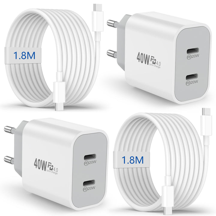 USB C Ladegerät 20W 2-Pack, 2-Port USBC Netzteil Stecker Adapter für iPhone 17/16/16e/16 Plus/16 Pro