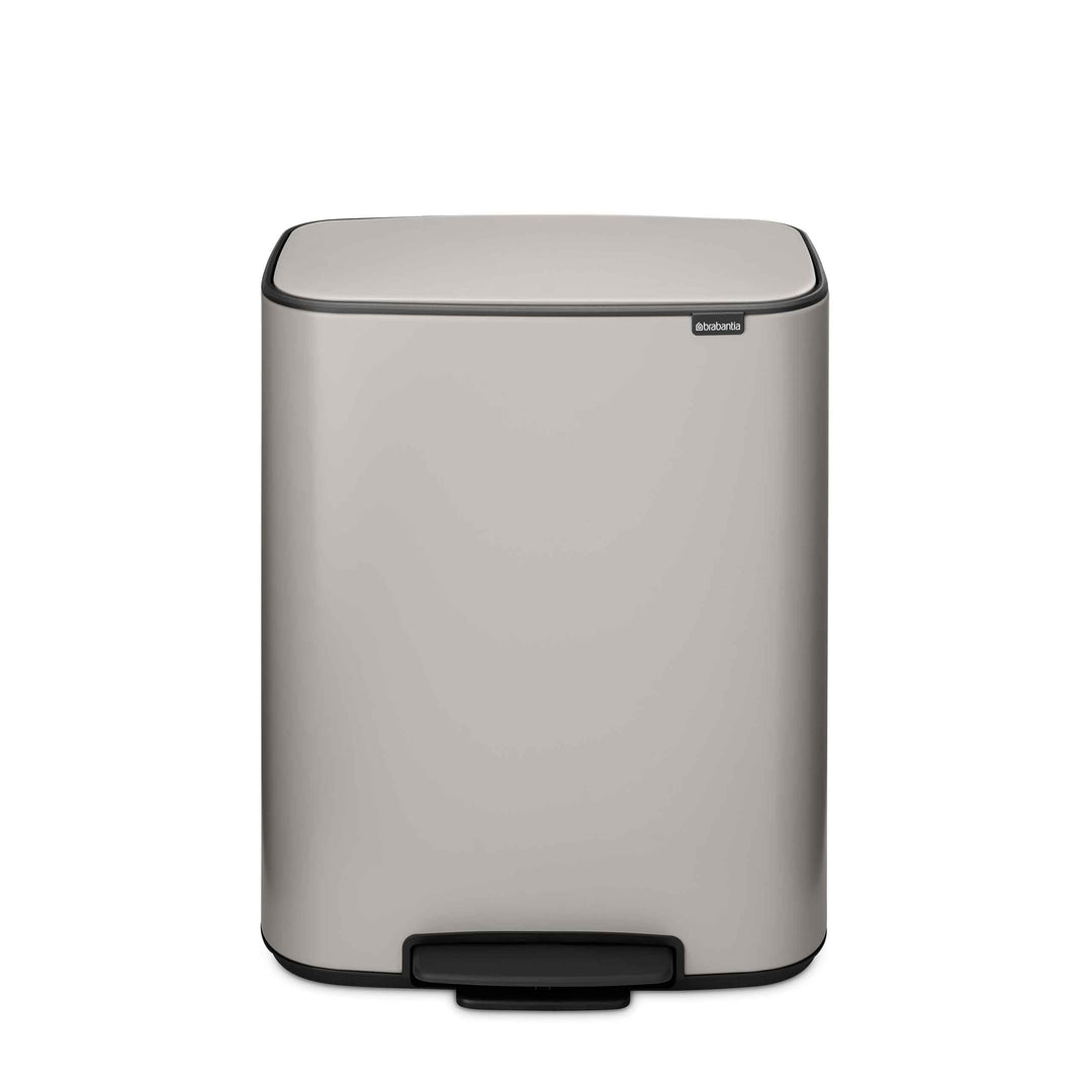 Brabantia Bo Tretmülleimer – 2 x 30 l Inneneimer (Soft Grey) Grosser Abfalleimer-/Recycling Behälter