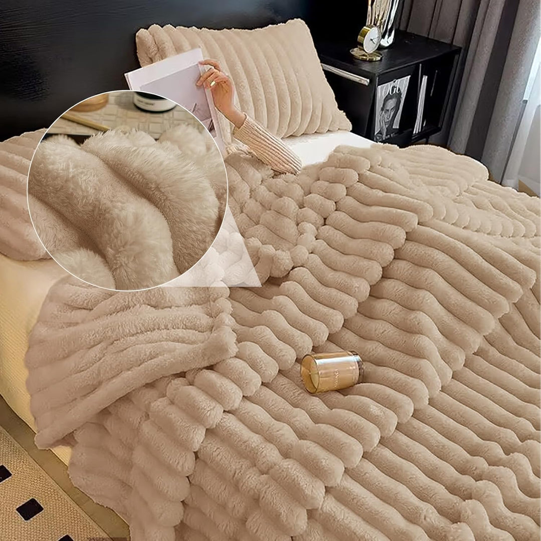 CALIYO Kuscheldecke Flauschig Decke Wohndecke Warme Cord-Fleece Wolldecke Dicke Sofadecke Couchdecke