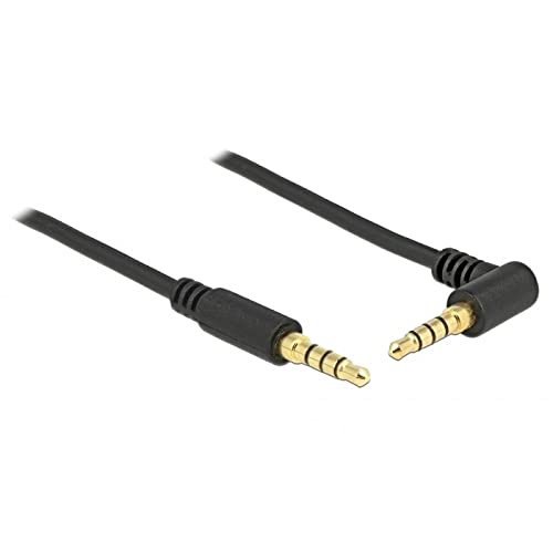 Delock Klinkenkabel 3,5 mm 4 Pin Stecker > Stecker gewinkelt 3 m Schwarz (85616)