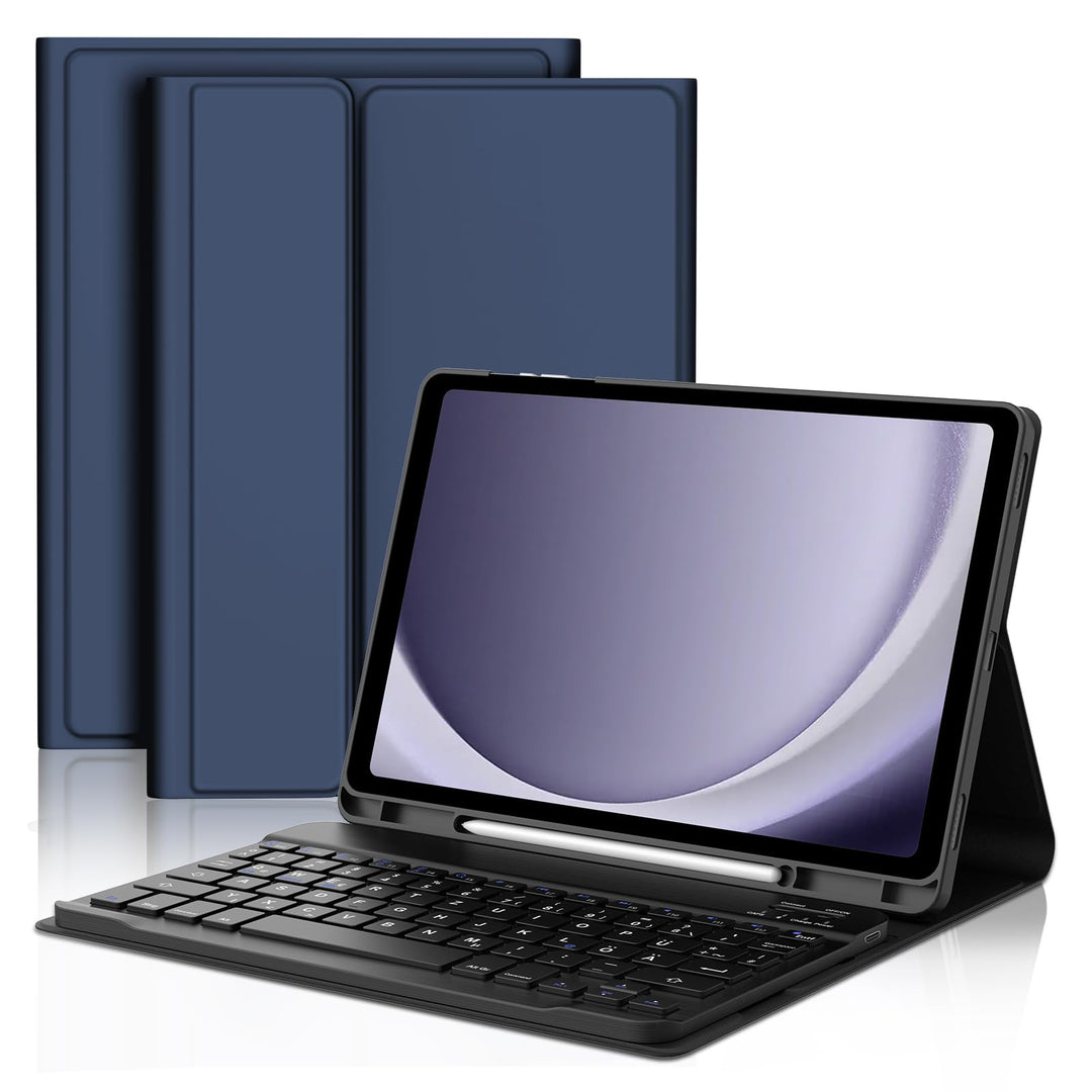 FOGARI Hülle mit Tastatur für Samsung Galaxy Tab A9 Plus 11 Zoll 2023, QWERTZ Deutsche Magnetisch Ab