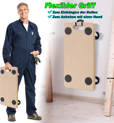 VA-Cerulean Rollbrett 4 Stück Transportroller Möbelroller mit Gummipads Rollbretter max. 200 kg Trag