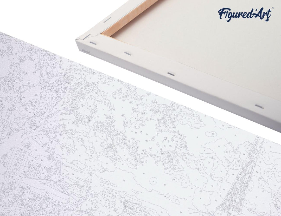 Figured'Art Malen Nach Zahlen Erwachsene Mit Rahmen Weisse Blume - Paint by Numbers Basteln DIY Bast