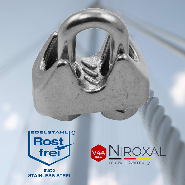 50 Stück rostfreie Drahtseilklemme 2mm Edelstahl A4 Bügelseilklemme passend für Ø 2 mm Draht | im Se