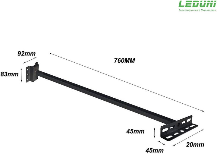 LEDUNI Halterung mit Arm zur Montage von Scheinwerfern an der Wand, 70 cm, Material Stahl, schwarzes