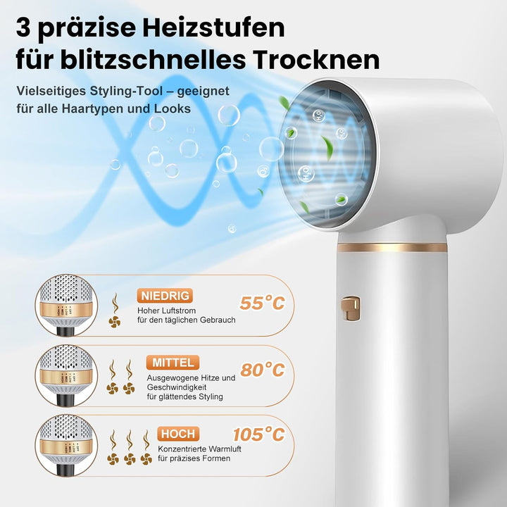 Hair Styler 5-in-1, Airstyler Haarstyler Set mit Rundbürstenföhn, Warmluftbürste, Airflow Lockenstab