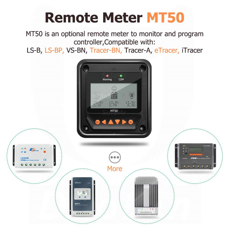 EPEVER® MT50 Remote Meter, LCD-Display Remote Meter für Solarladeregler für Tracer-AN-Serie, Tracer-