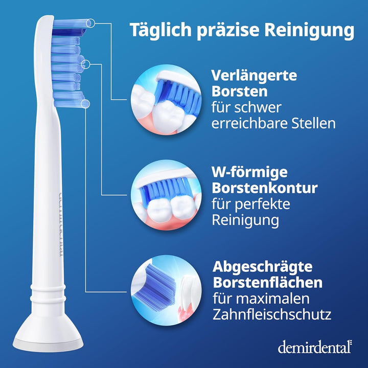 8er demirdental Aufsätze passend für Philips Sonicare Ersatzbürsten ProResults Medium Bürstenköpfe,