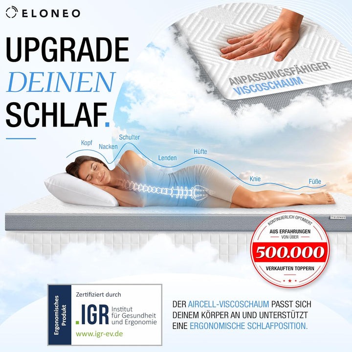 maxVitalis Viscoelastischer Matratzen Topper 90x190cm, Matratzentopper mit Memory Foam Effekt, 4 cm