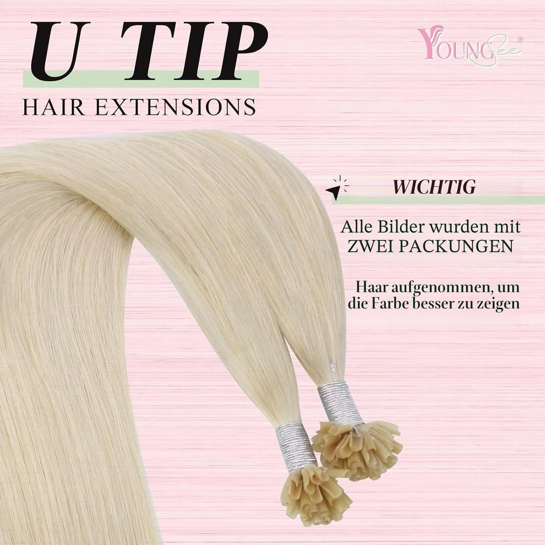 YoungSee Extensions Echthaar Bondings Blond 45cm Bonding Extensions Echthaar 1g Haarverlangerung Bon