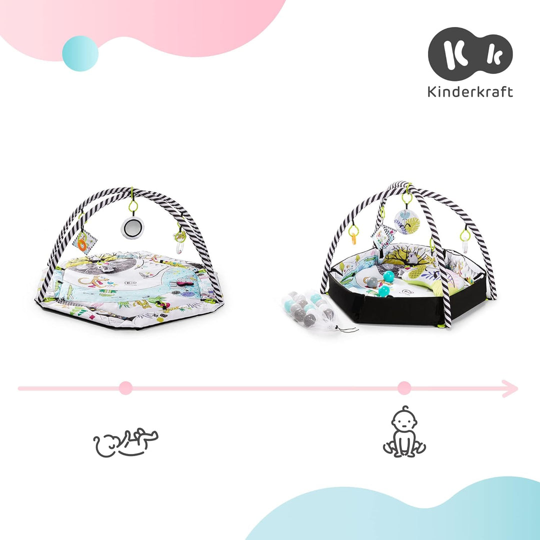 Kinderkraft Spieldecke SMARTPLAY, Erlebnisdecke, Spielmatte mit Spielbogen & Fehn Activity-Spieltier