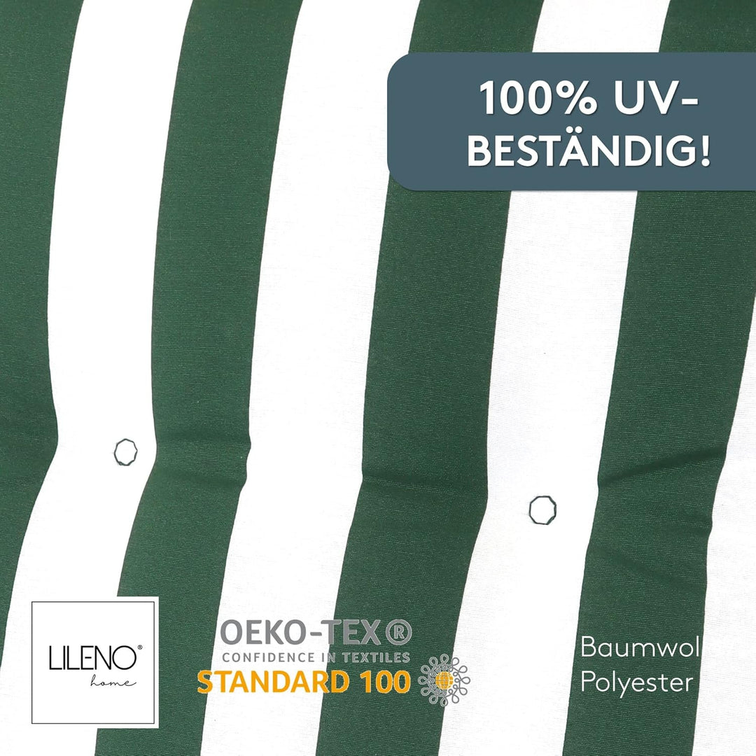 LILENO HOME Gartenstuhl Auflagen als [2er Set - Niedriglehner] in Blockstreifen Grün - bequeme Liege