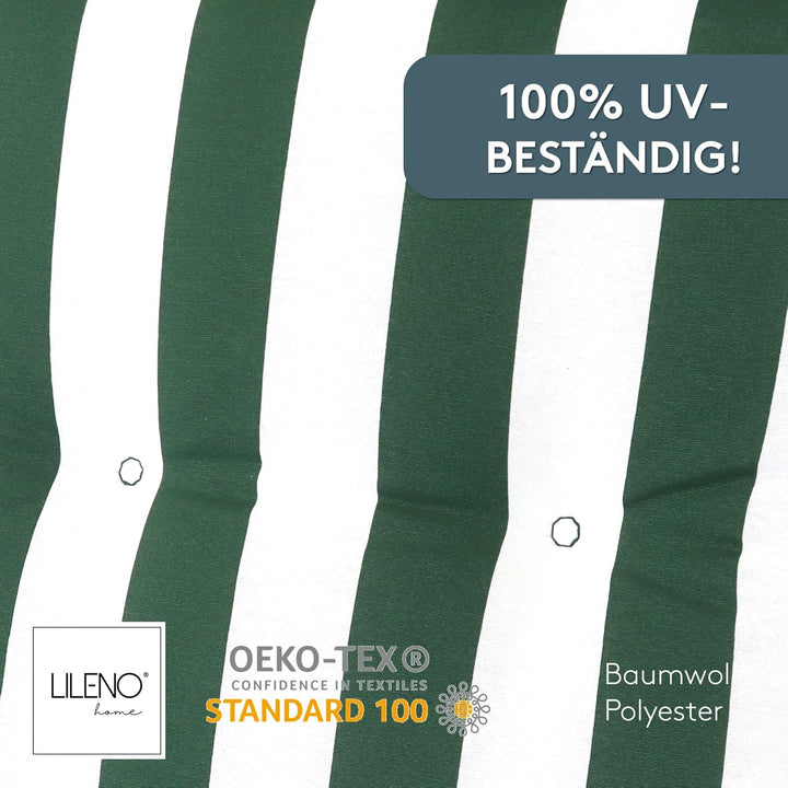 LILENO HOME Gartenstuhl Auflagen als [2er Set - Niedriglehner] in Blockstreifen Grün - bequeme Liege