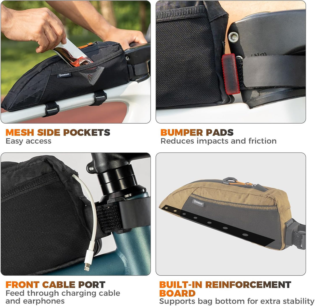 Fahrrad Oberrohrtasche, Rahmen Oberrohrtasche Fahrradrahmentasche Dreieckstasche mit Aussentasche, l