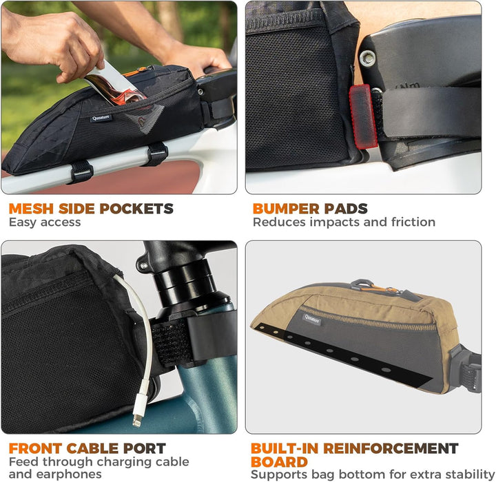 Fahrrad Oberrohrtasche, Rahmen Oberrohrtasche Fahrradrahmentasche Dreieckstasche mit Aussentasche, l