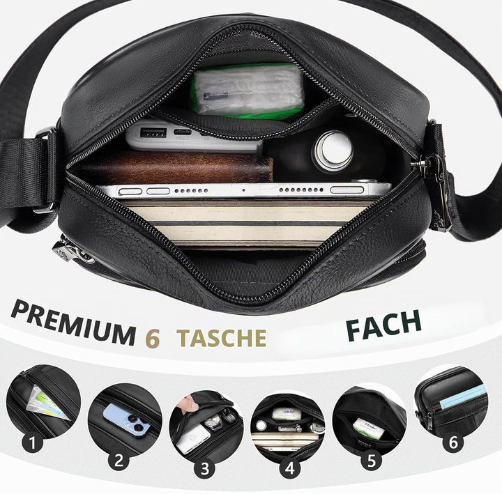 SPAHER Umhängetasche Herren Klein, Schultertasche Leder Vintage Braun Herrentasche zum Umhängen Cros