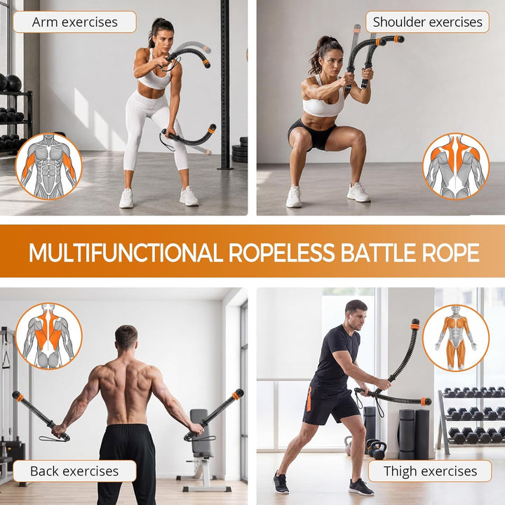 Ropeless Battle Ropes, Battle Rope ohne Seil, Kompaktes Heimtraining (43 cm, 1,3 kg), Leises Ganzkör