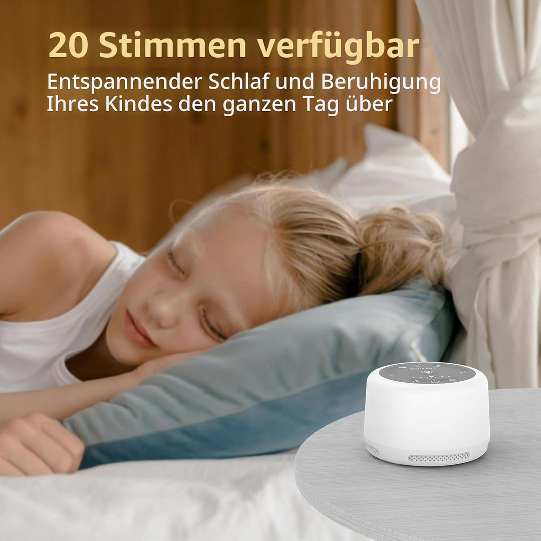White Noise Machine Baby Einschlafhilfe Spieluhr 30 Klängen,Drahtlose Verbindung 5 Helligkeitsstufen