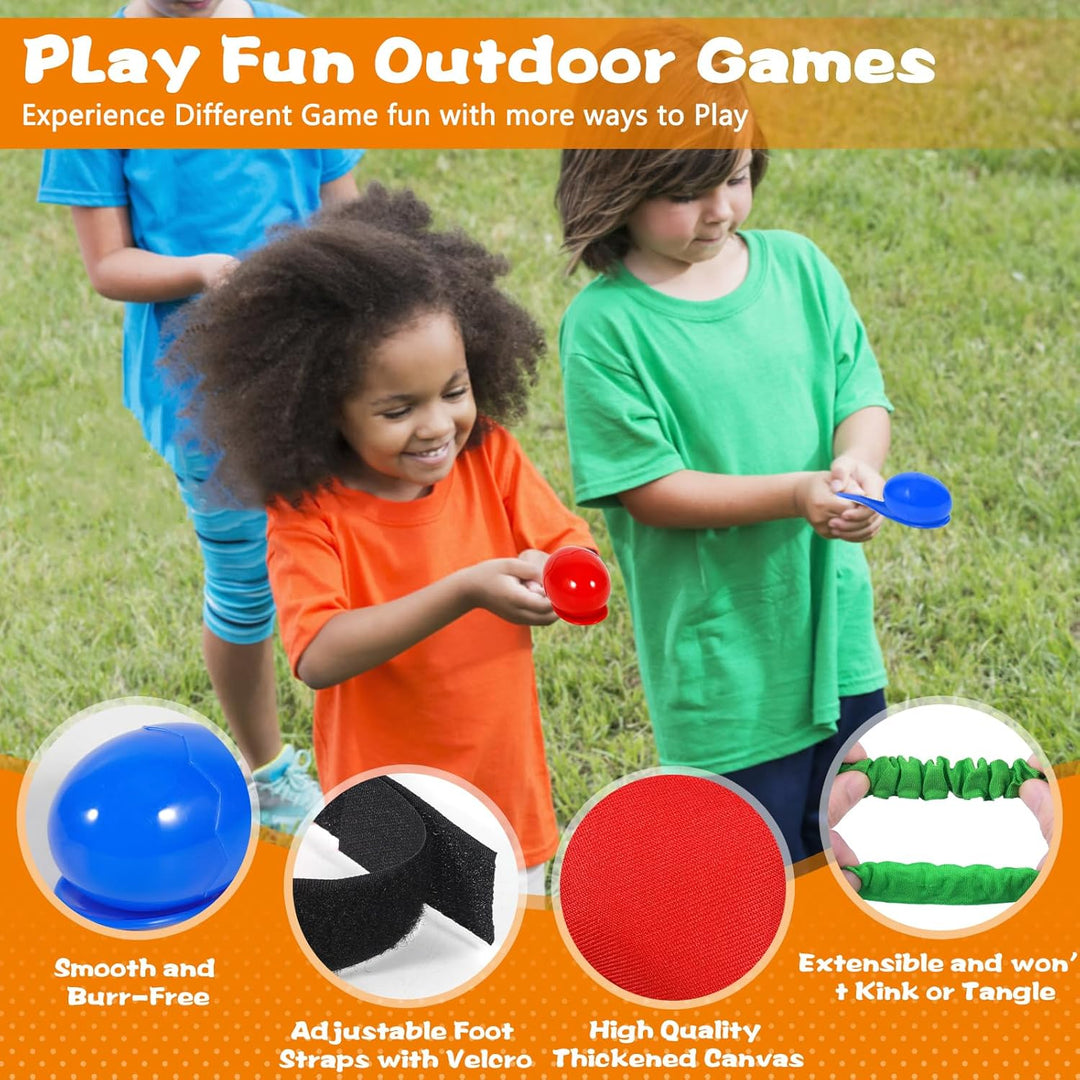 Outdoor Spiele für Kinder ab 4, 4 in 1 Gartenspiele für Kinder Sackhüpfen Säcke, Sackhüpfen Säcke, E