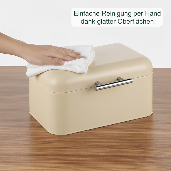 Relaxdays Brotkasten mit Brotbeuel, Brotbox mit Deckel & Griff, HBT 15,5x30x21 cm, Brotkiste Retro-D