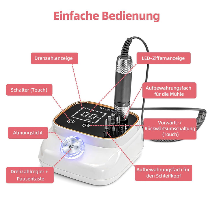 Trintion Elektrische Nagelfräser 45000 U/min Professionell, bidirektional Vorwärts/Rückwärts, geräus