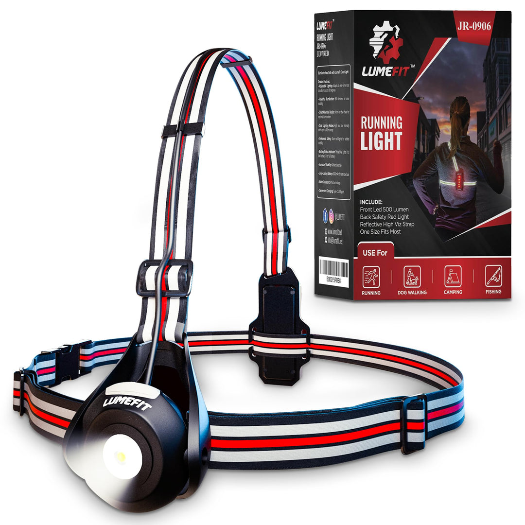 LUMEFIT Lauflicht mit Reflektoren, ideal zum Joggen und Laufen, mit 500 Lumen FrontTaschenlampe, 90°