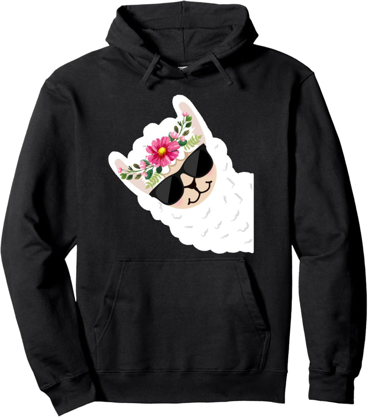 Lustiges Lama Alpaka mit Sonnenbrille Alpaca Hippie Lama Pullover Hoodie
