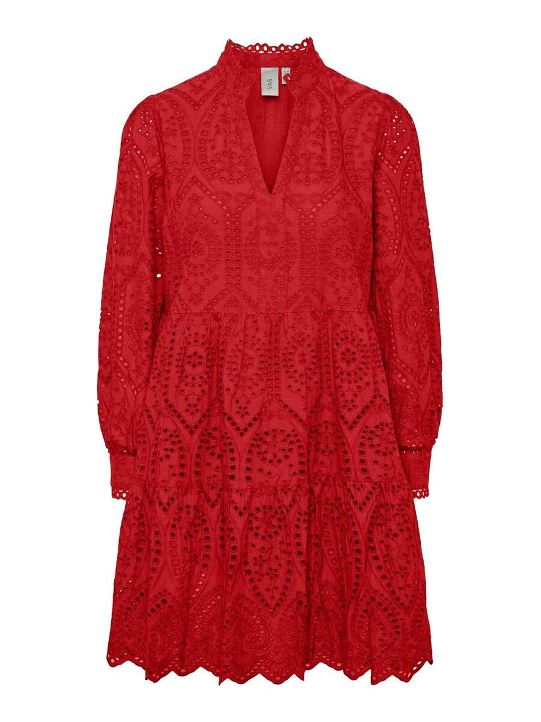 YAS Damen Yasholi Ls Dress S. Noos Stufenkleid, XS Fiery Red