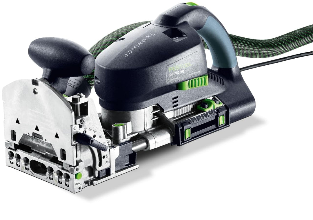 Festool Dübelfräse DF 700 EQ-Plus DOMINO XL (mit DOMINO Fräser, Zusatzanschlag, leere Dübelbox, Gabe