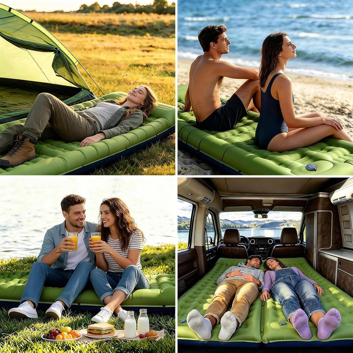 Isomatte Camping, 12 cm Hoch Aufblasbare Luftmatratze mit Integrierten Kopfkissen, Ultraleicht Campi