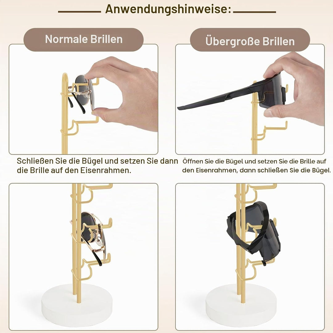 Mkono Brillenhalter, Metall Sonnenbrillen Organizer zur Aufbewahrung, 1 Stk Gold, Gold