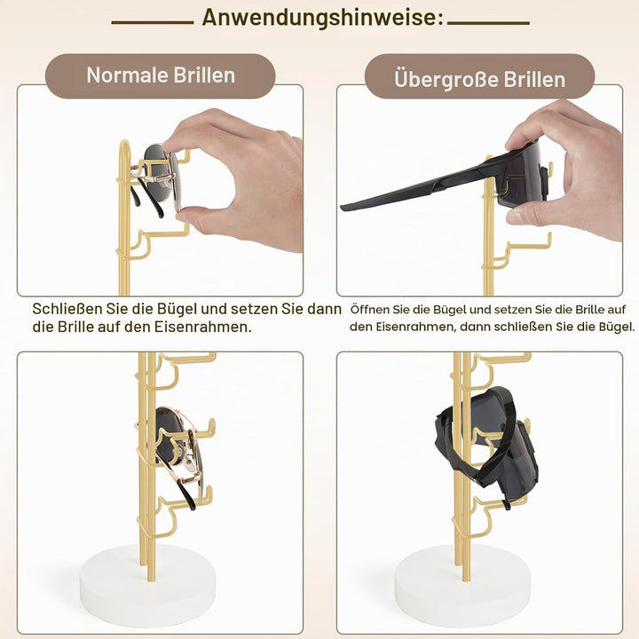 Mkono Brillenhalter, Metall Sonnenbrillen Organizer zur Aufbewahrung, 1 Stk Gold, Gold