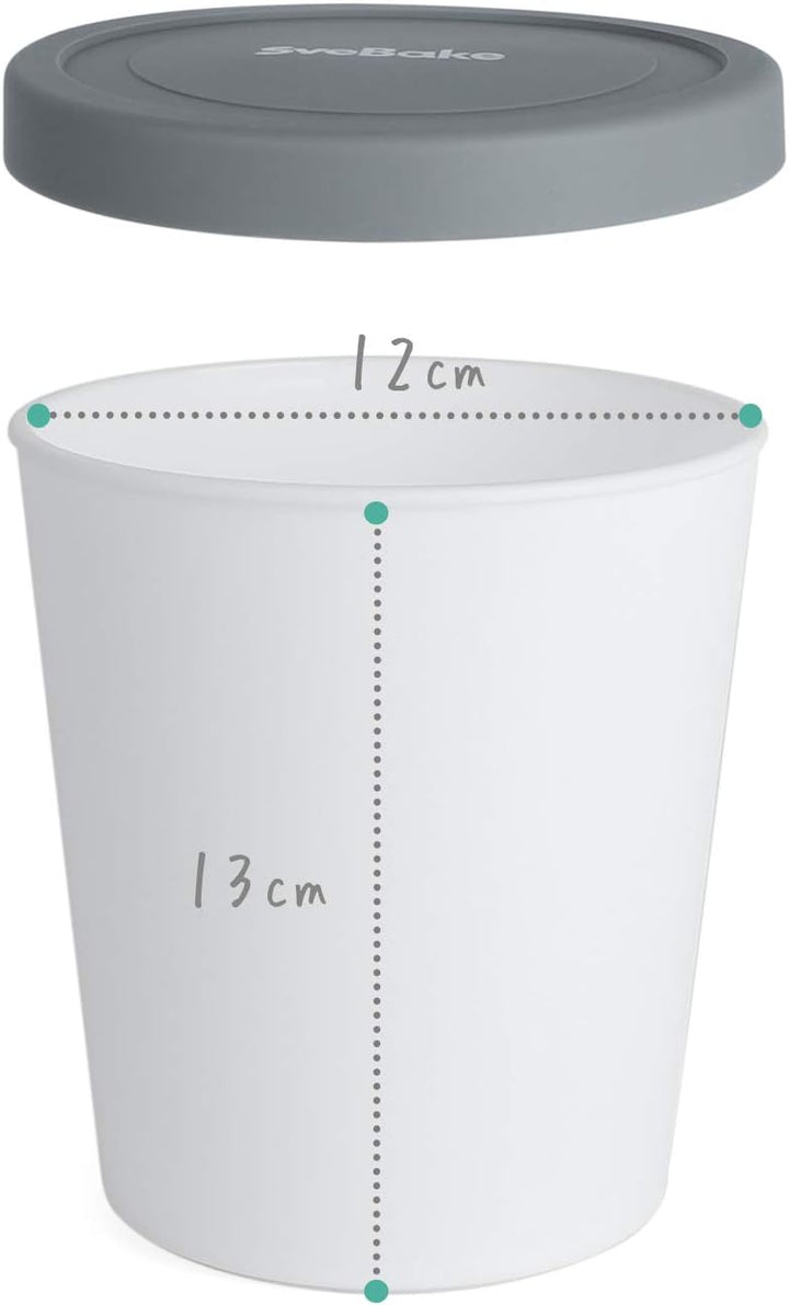 SveBake Eisbehälter für Speiseeis 1L - 2er-Set Eiswürfelbehälter mit Deckeln aus Silikon, Behälter H