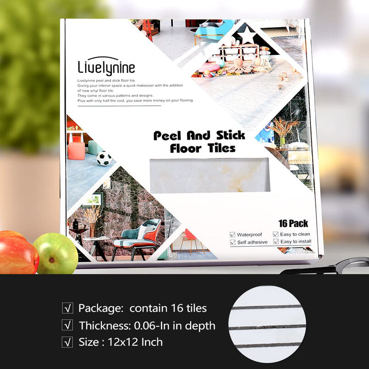 Livelynine 16 Fliesen PVC Bodenbelag Selbstklebend Betongrau 30CM X 30CM Fliese Vinylboden Selbstkle
