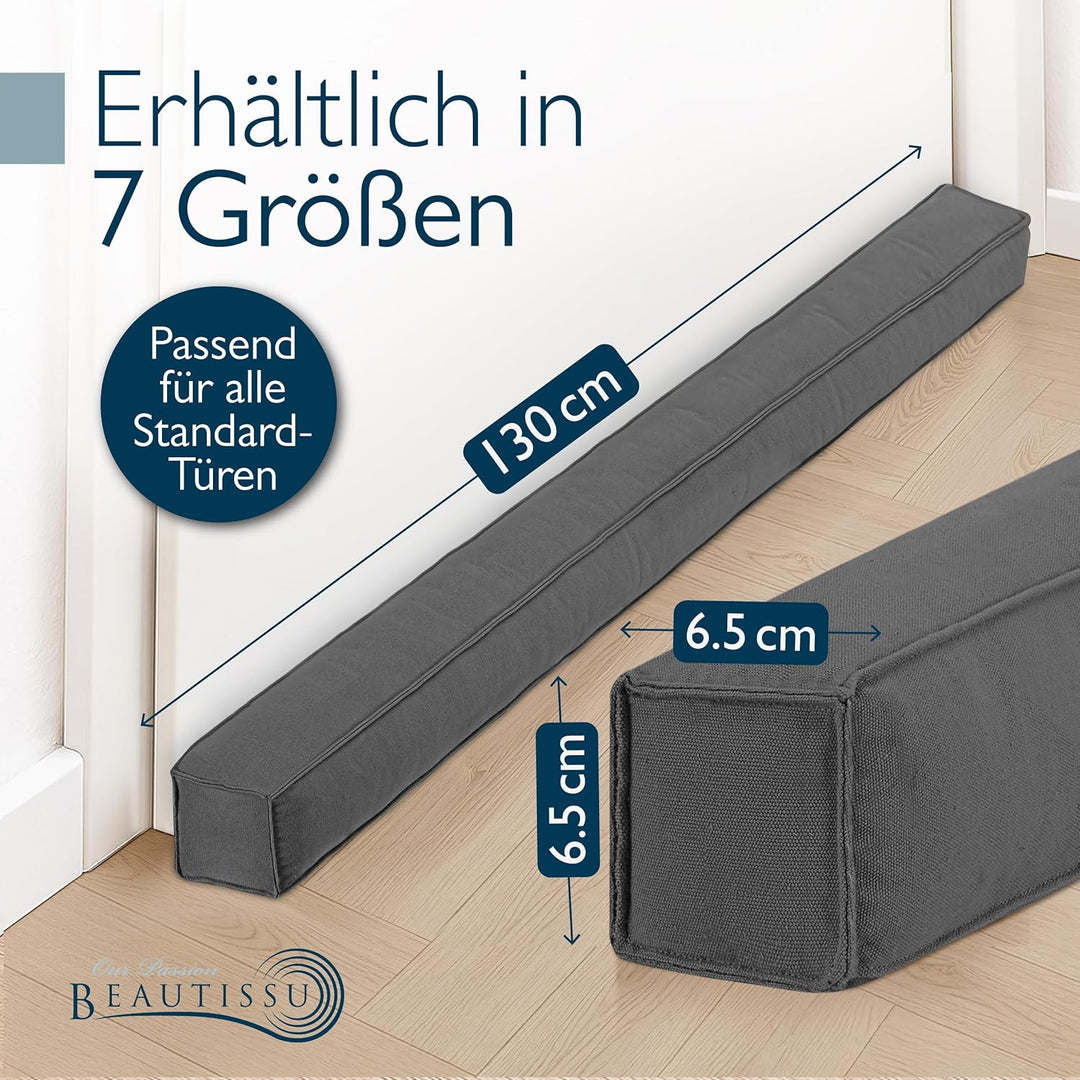 Beautissu Zugluftstopper für Türen 130cm – Wärmeschutz & Kälteschutz Türluftstopper Anthrazit – Stof