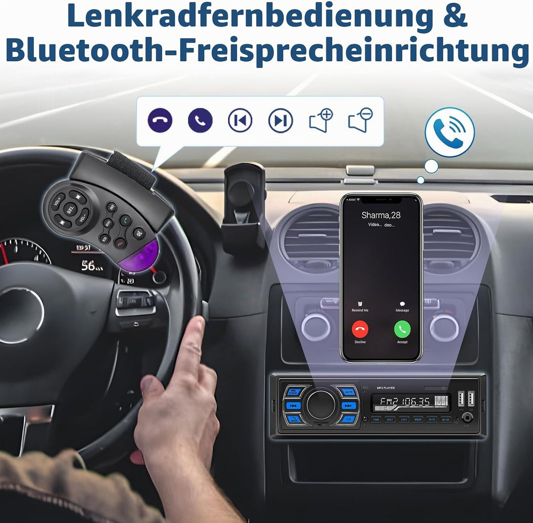 DAB/DAB+ 1Din Autoradio Bluetooth Freisprecheinrichtung, Hikity Auto MP3 Player Unterstützung für da