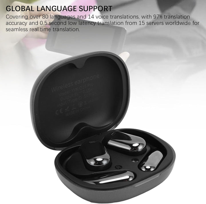 Q16 Pro Bluetooth -Übersetzer -Ohrhörer, Echtzeit -Online -Sprachübersetzungskrachhone, Rauschunterd